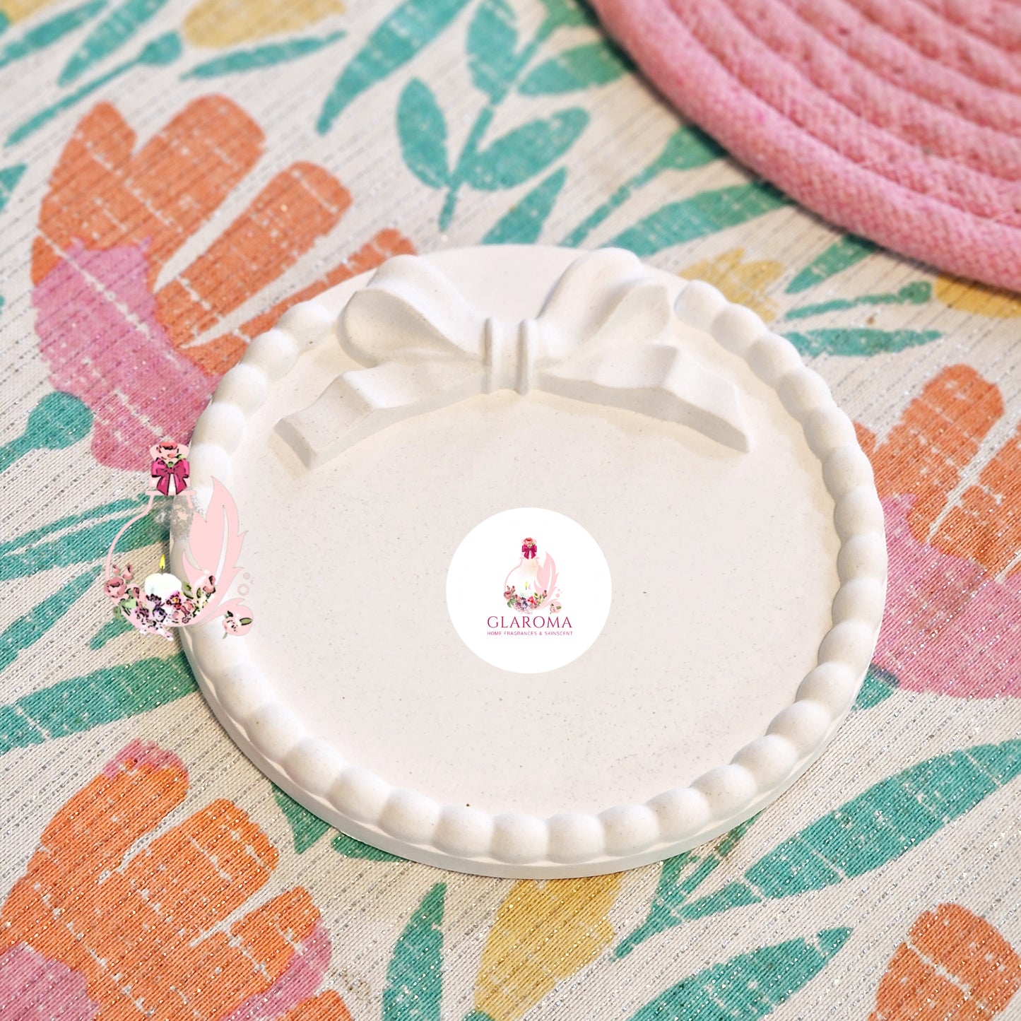 Beaded Bow Round Tray