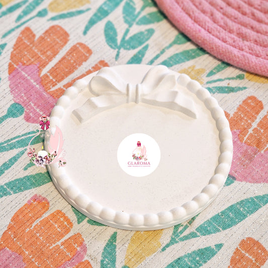 Beaded Bow Round Tray